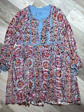 Anthropologie Floreat Abia Silk Blend, Velvet AOP Peasant Dress Sz Md RARE